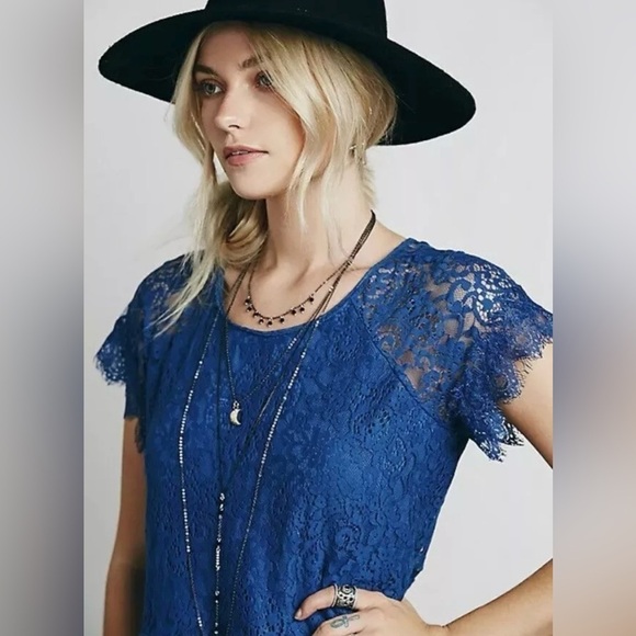 Free People Stardust Lace Dress in Blue Sz. Small - Picture 2 of 13